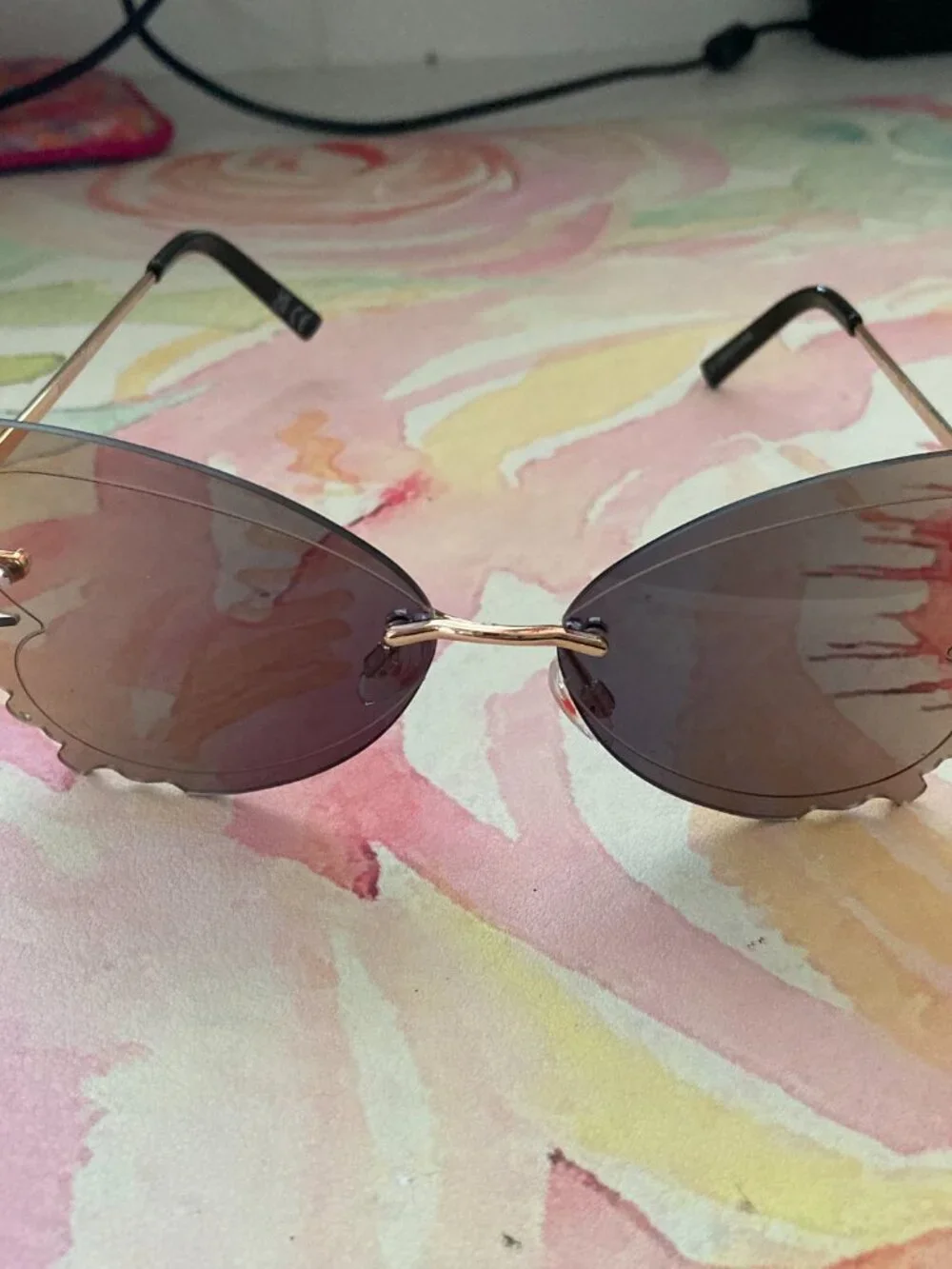 Betsey Johnson Brown and Gold Butterfly Sunglasses